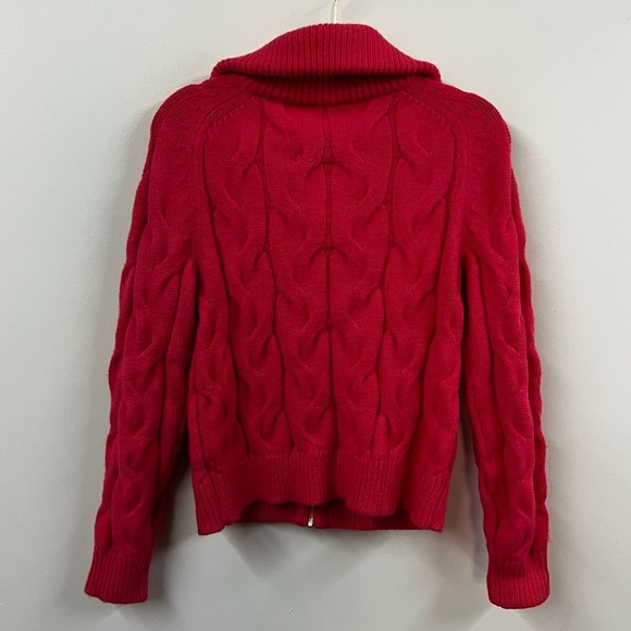 Talbots Cable Knit Zip Front Cardigan Sweater - Picture 7 of 11